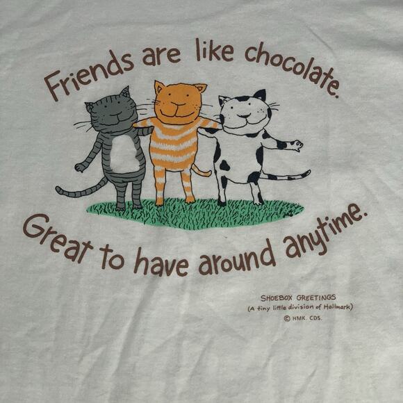 Vintage “Friends Are Like Chocolate” Single Stitch Shoebox Greetings Cat USA. DD - Picture 1 of 7
